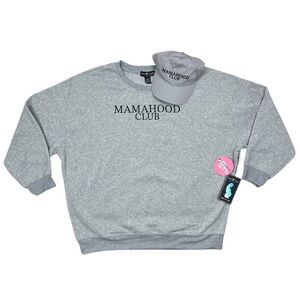 Mamahood Club Maternity Sweatshirt & Hat Set by Love Wish Maternity - Size XL